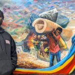 Les déplacements répétés à l’Est de la République Démocratique du Congo  message de cette toile à  succès International, réalisé  par Butsiire Binwa Samuel   , jeune  du Nord-Kivu.