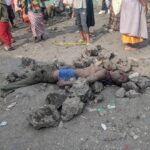 GOMA : Un prétendu voleur  à main armée   perd la vie par le coup des pierres et des machettes  dans la route menant à l’arrêt de bus de chez Roxy.